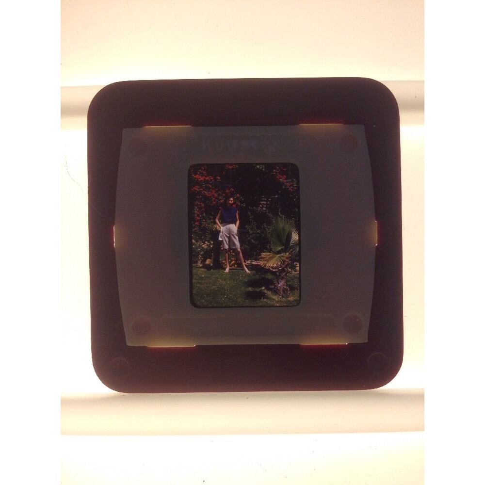 Vintage 1940s Kodachrome Woman Red Flowers Portrait Photograph Color Slide